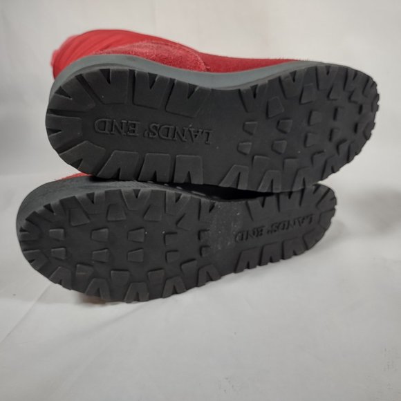 Lands' End Red Suede Boots Women Size 6.5 394102 Winter Boots Insulated - Picture 7 of 9